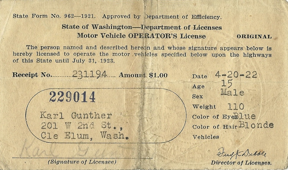 Washington State driver’s licenses history – Danny's License Plates