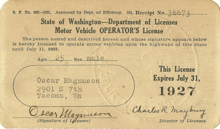 Washington State driver’s licenses history – Danny's License Plates
