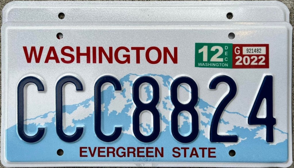 Washington license plate manufactured by Waldale due to shortages at Walla Walla Penitentiary