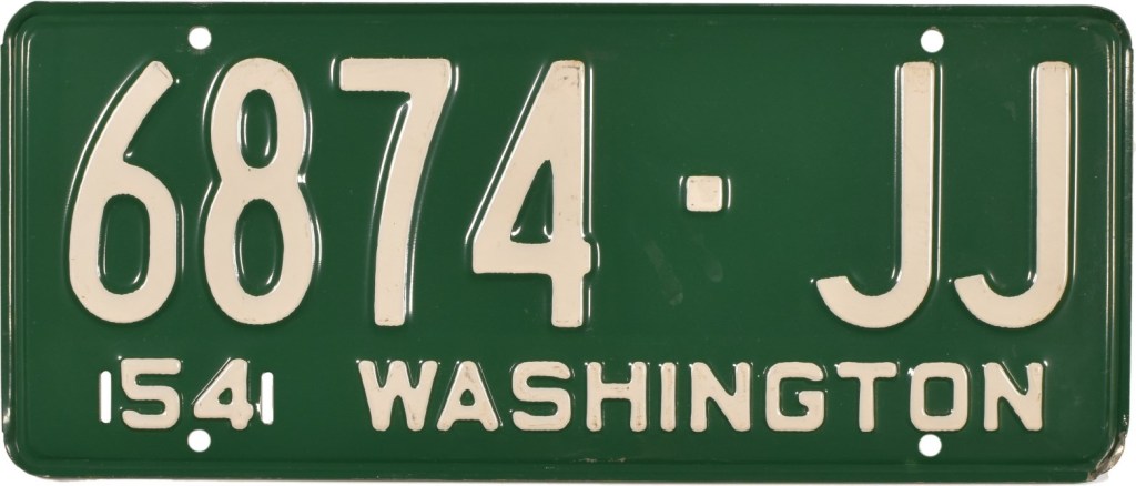 1954 Washington license plate with JJ suffix
