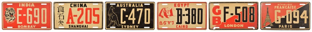 1939 Globe-Trotter license plates manufactured by H. Fishlove & Co.