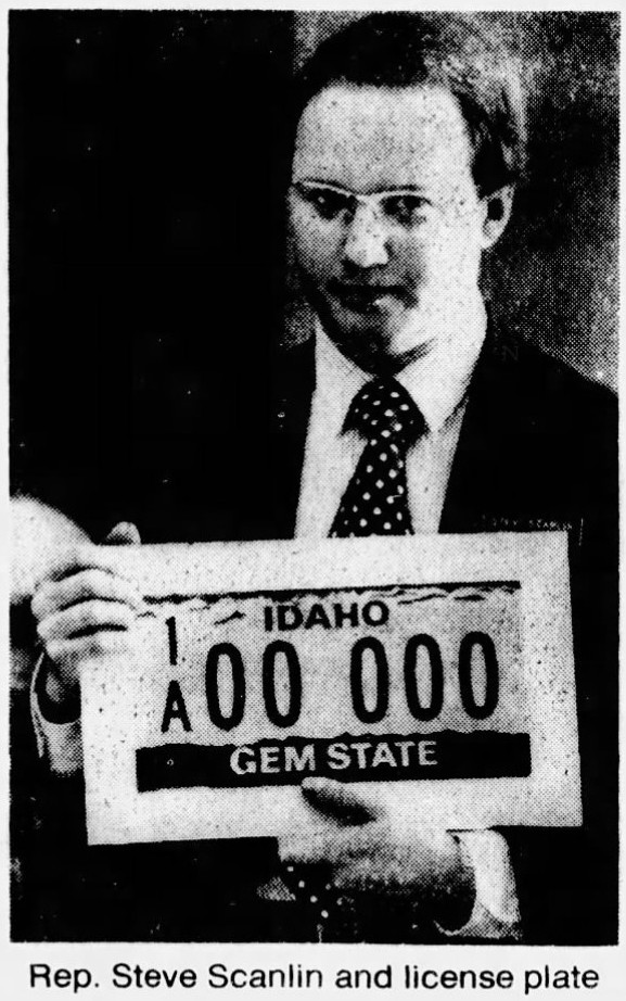 1980 newpaper photo of Idaho "Gem state" license plate design