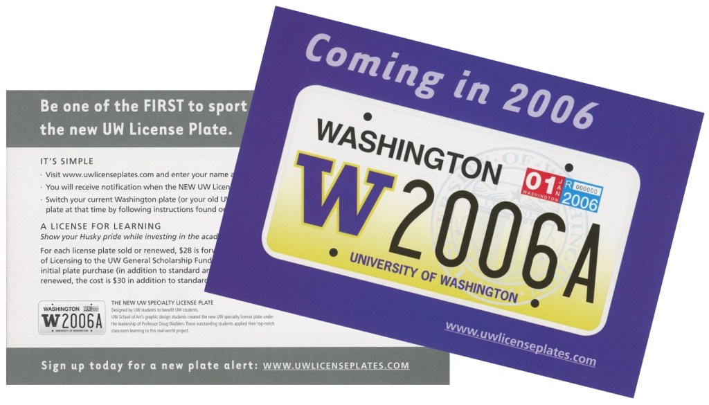 Ad for new UW license plate design