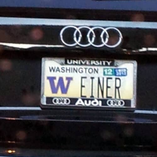Weiner license plate