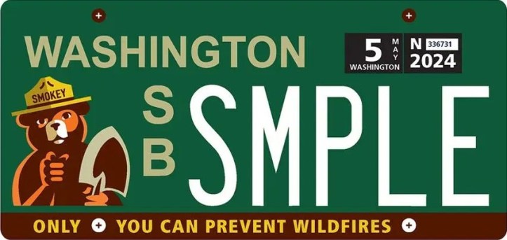 Washington state Smokey Bear license plate, 2026