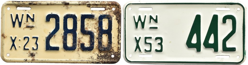 1923 and 1953 Washington motorcycle license plates