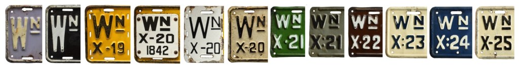 Washington passenger license plate "WN" abbreviations from 1917 to 1925
