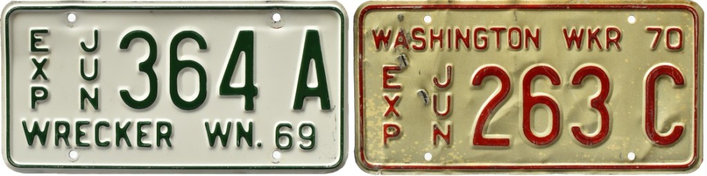 1969 and 1970 Washington wrecker license plates