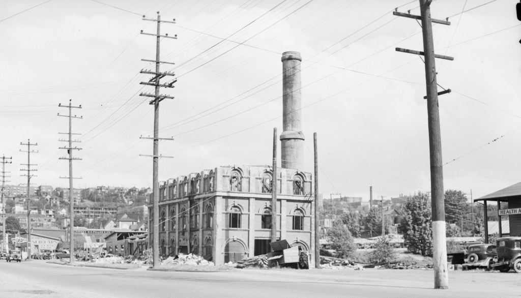 Seattle's garbage incinerator in South Lake Union, pictured before its demolition in 1936