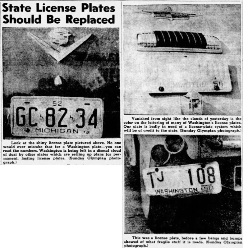 1950 Washington license plates with aging issues