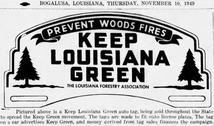 Keep Louisiana Green license plate topper from c. 1950