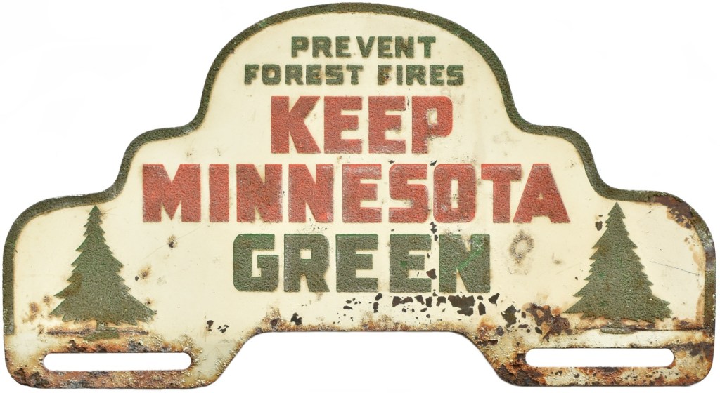 Late 1940s Keep Minnesota Green license plate topper
