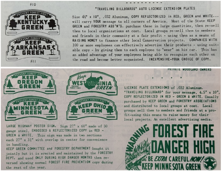 Keep Green license plate topper catalog from the A.L. Lind Company
